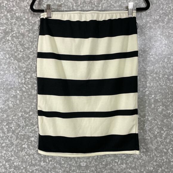 Metaphor Black & White Striped Jersey Pencil Skirt - Size Small - Knee Length - Picture 5 of 5